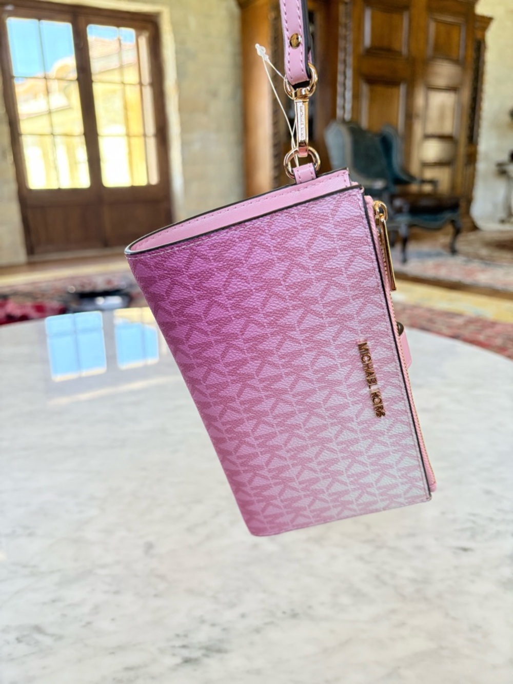 Michael Kors Pink Ombre Signature Tote with Wristlet - Picture 6 of 14